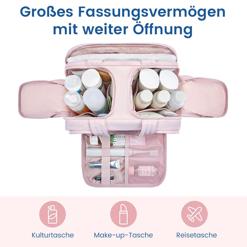 Große, weit zu öffnende Reise-Make-up-Tasche