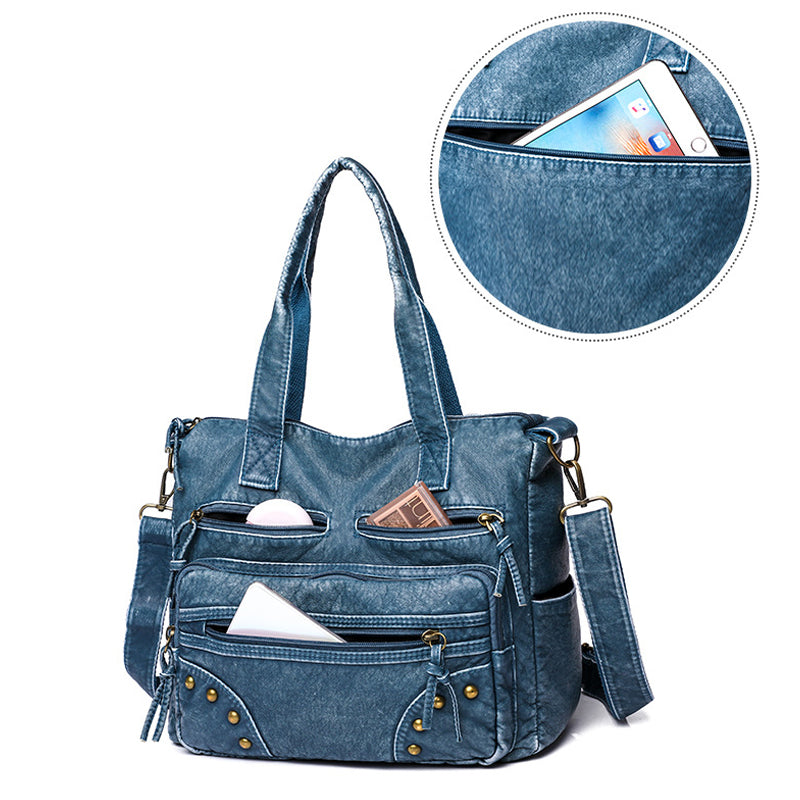 Denim Farbe Tote Handtasche